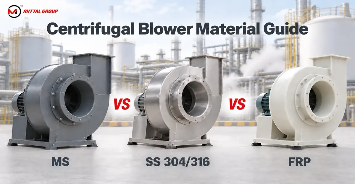 Centrifugal Blower Material Guide: MS vs SS 304/316 vs FRP for Corrosive Air